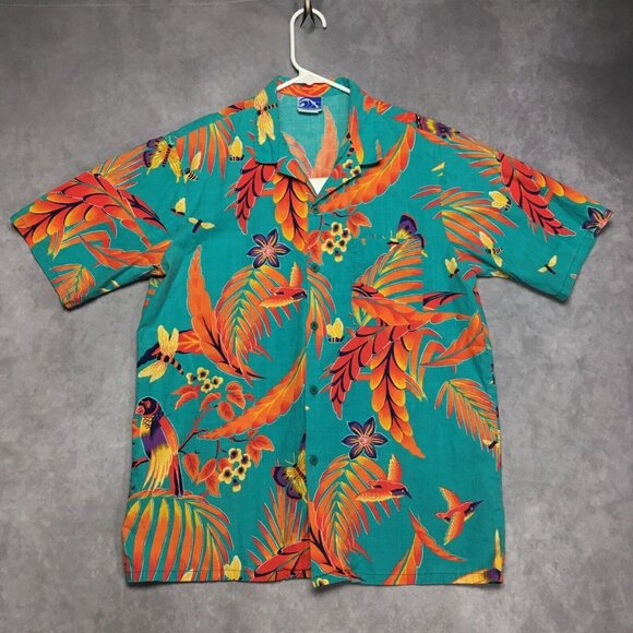 Pipeline Mens Floral Hawaiian Shirt size‎ Medium Short Sleeve Button Up Made USA - Picture 4 of 12